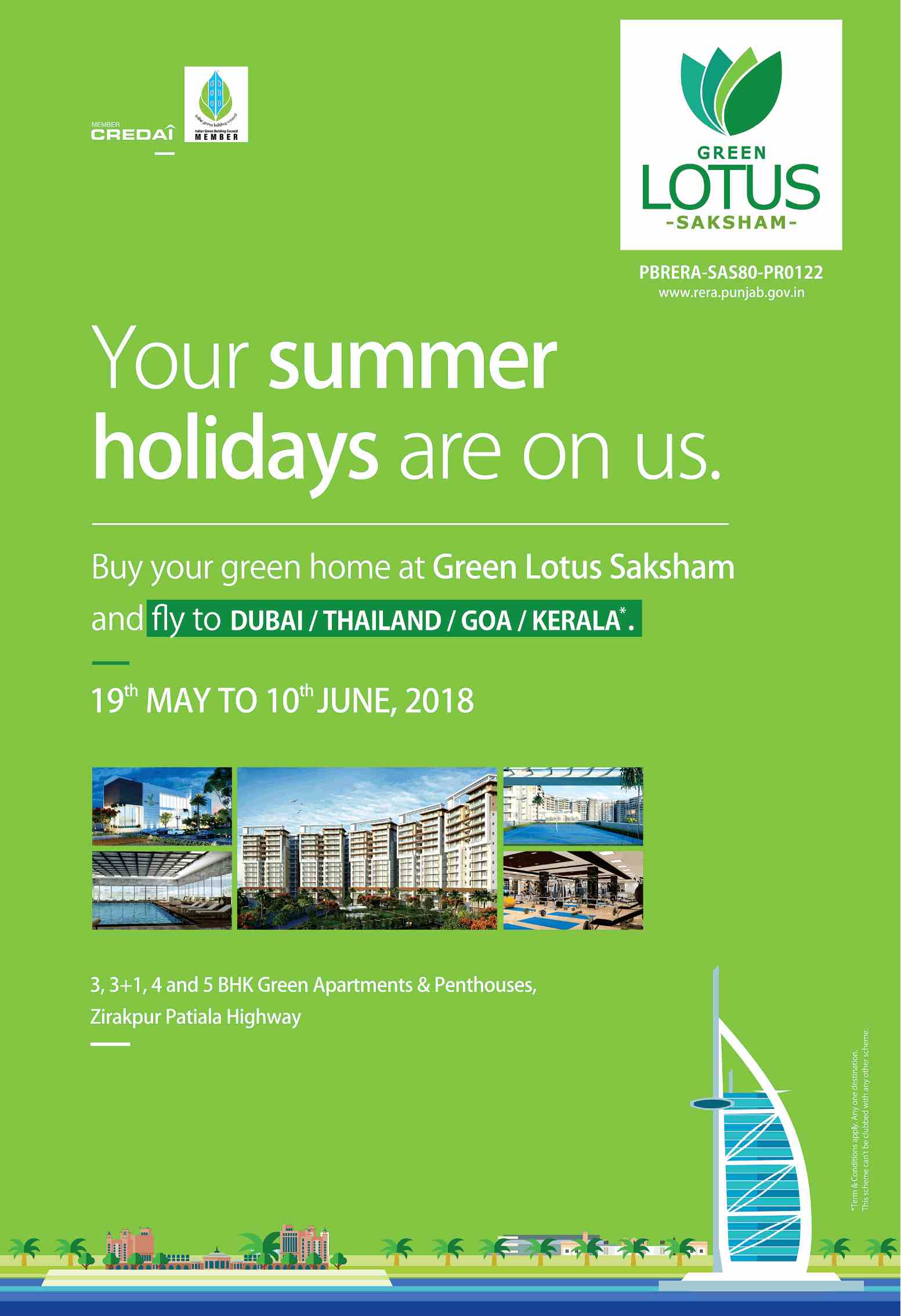 Buy your green home at Maya Estate Green Lotus Saksham and fly to Dubai, Thailand, Goa, Kerala Update